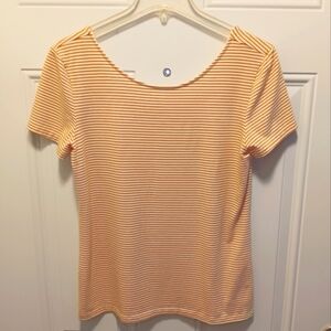 Catherine Malandrino Medium Striped Yellow Pima Cotton Modest Scoop Back T-Shirt